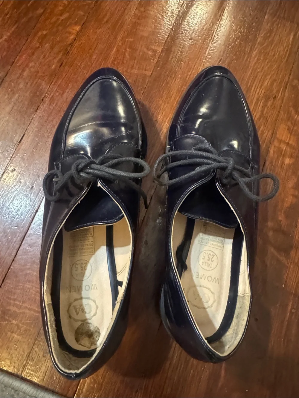 Dark Navy Patent Platform Lace-Up creeper Shoes